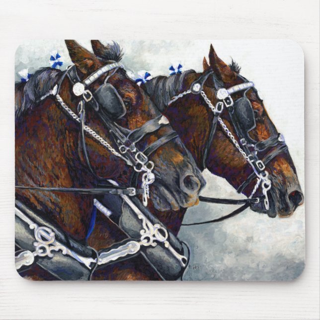Strength & Glory Percheron Horse Team Mouse Pad (Front)