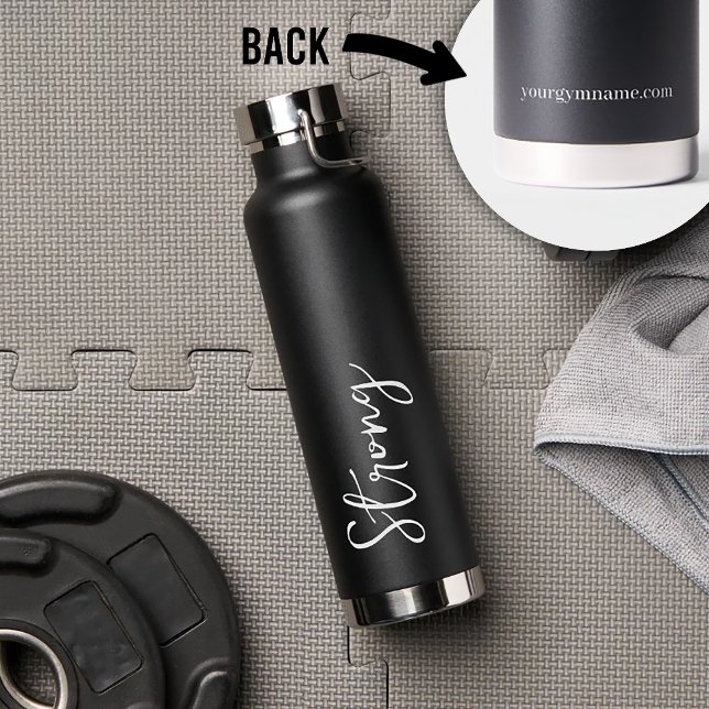 Strength Gym Water Bottle Strong Script Black  (Creator Uploaded)