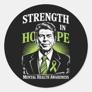 Strength In Hope Green Ribbon Mental Health Awaren Classic Round Sticker