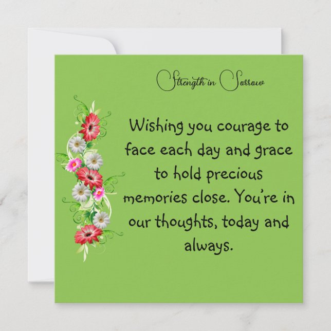 Strength In Sorrow Condolences Card (Front)