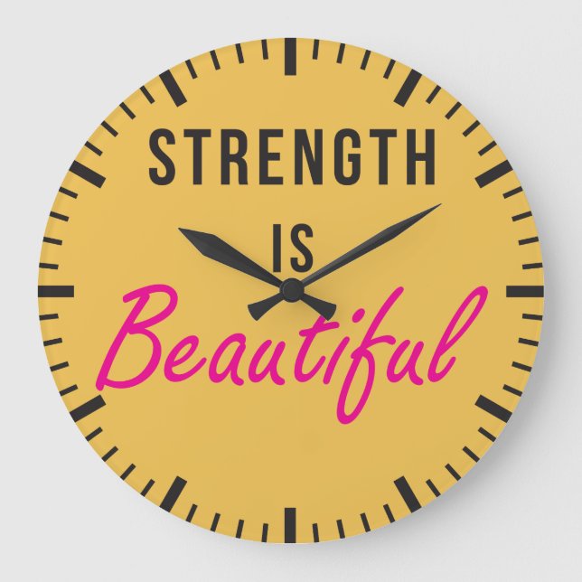 Strength Is Beautiful - Female Gym Motivation Large Clock (Front)