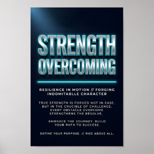 Strength Overcoming Motivational Poster with Neon 