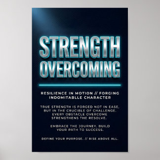 Strength Overcoming Motivational Poster with Neon
