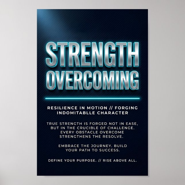 Strength Overcoming Motivational Poster with Neon  (Front)