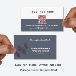 Strength Simplified QR Grey Red Personal Trainer Business Card