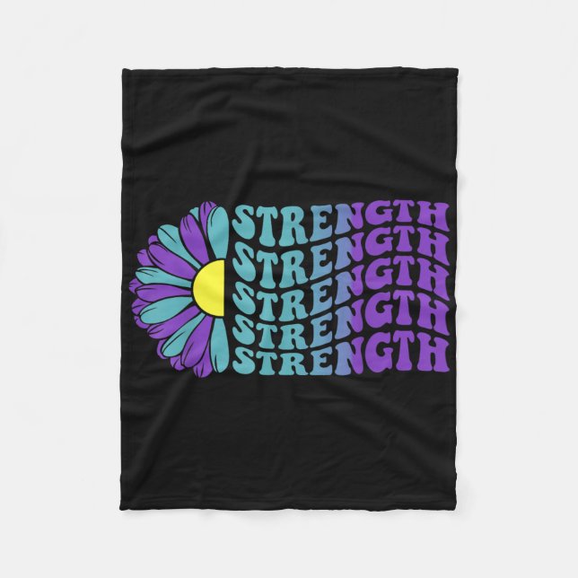 Strength, Suicide Awareness Sunflower  Fleece Blanket (Front)