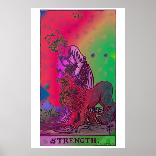 Strength Tarot Card Psychedelic Poster (Front)