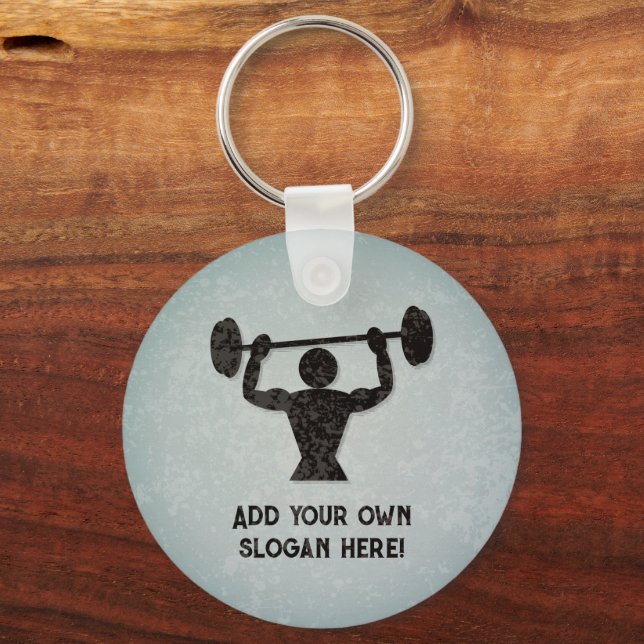 Strength Training - Guy Lifting - your text on a Key Ring (Front)