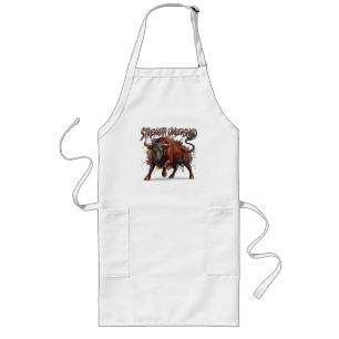 Strength Unleashed Charging Bull Graphic Design Long Apron