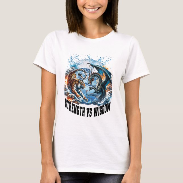 Strength vs Wisdom Women White T-Shirt (Front)