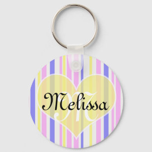 Strepen patroon (paars, geel ,wit en roze) key ring
