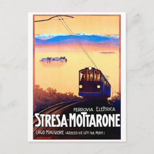 Stresa-Mottarone electric railway, Italy, vintage Postcard