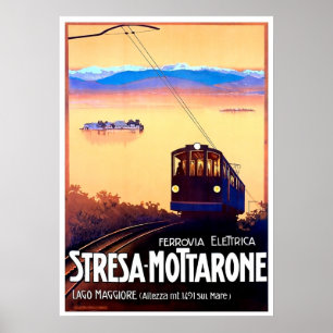 Stresa-Mottarone electric railway, Italy, vintage Poster