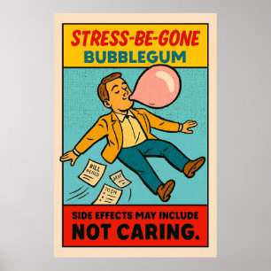 Stress-Be-Gone Bubblegum – Retro Comic Poster