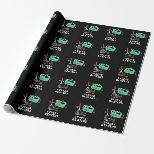Stress Beaters Funny Baking Whisk Pun Dark BG Wrapping Paper