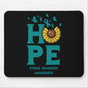 Stress Disorders Teal Hope Vintage Sunflower Aware Mouse Pad