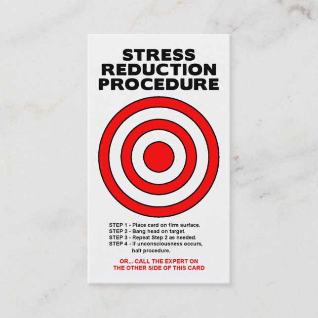 Stress Reduction Funny Business Card (Front)