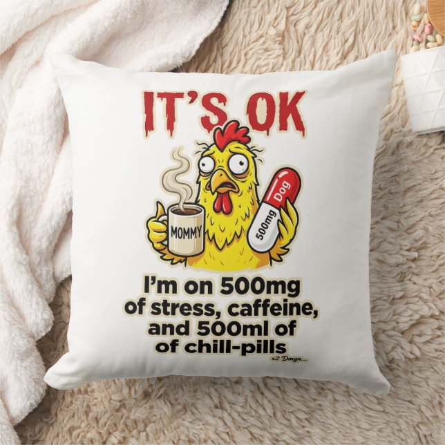 Stressed Chicken Coffee Lover Funny Mum Life Cushion (Blanket)