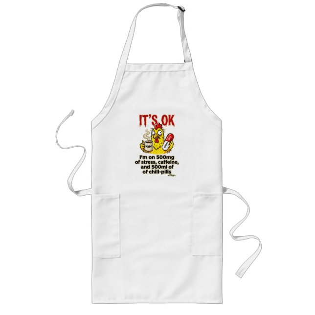 Stressed Chicken Coffee Lover Funny Mum Life Long Apron (Front)