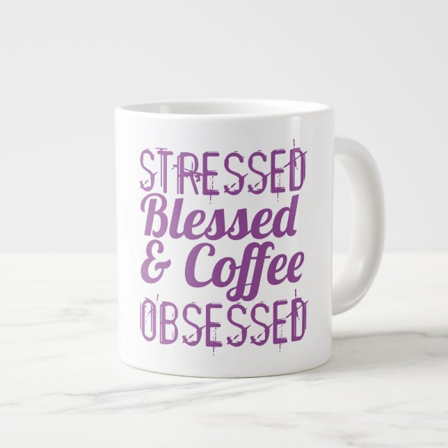 Stressed - Extra-large coffee mug (Front Right)