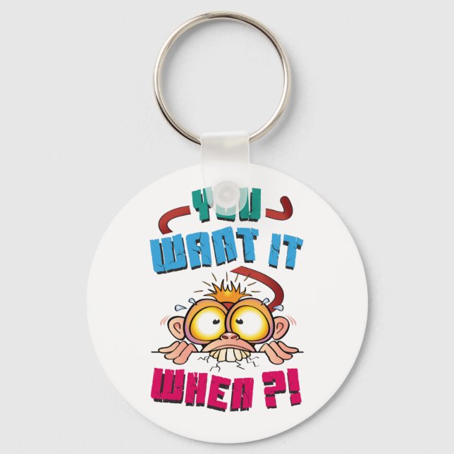 Stressed Monkey Key Ring (Front)