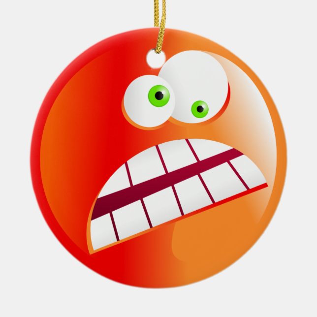 Stressed Smilie Ceramic Tree Decoration (Front)