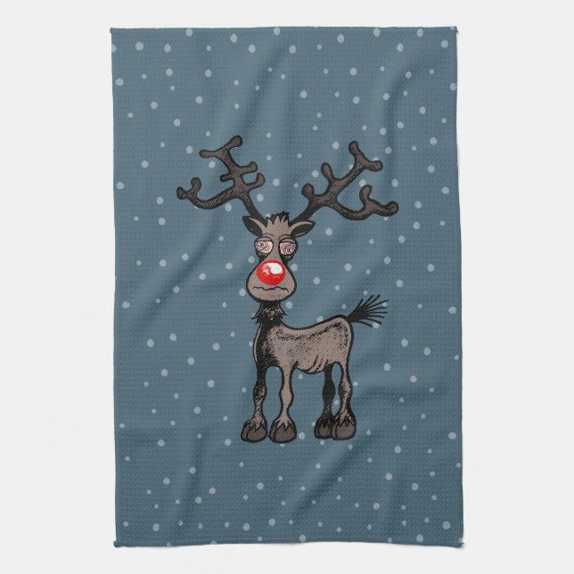 Stressful Christmas with Rudolf Tea Towel (Vertical)