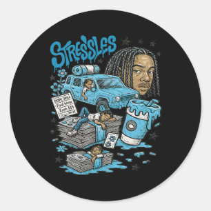 Stressless 11 Legend Blue White Black 2025 Hallowe Classic Round Sticker
