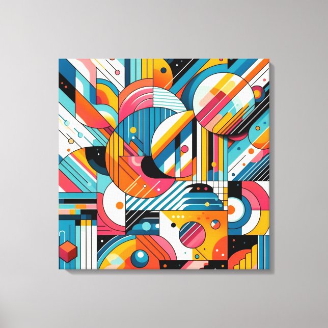 Stretch Canvas Print - Colourful Geometric Art (Front)