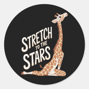 Stretch Towards The Galaxy Positive Yoga Giraffe H Classic Round Sticker