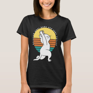 Stretch Your Body And Your Spirits Retro Yoga Cat T-Shirt