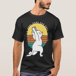 Stretch Your Body And Your Spirits Retro Yoga Cat T-Shirt