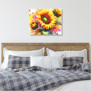 Stretched Canvas Art - Beautiful Yellow Sunflower