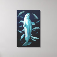 Stretched Canvas Beluga Whales Art Print