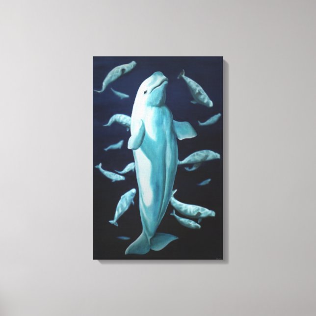 Stretched Canvas Beluga Whales Art Print (Front)