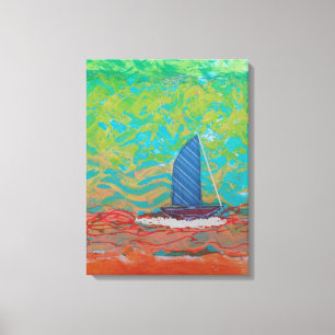 Stretched Canvas - Blue Striped Sail Print