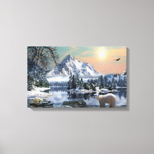 Stretched Canvas - Polar Bear Print (Front)