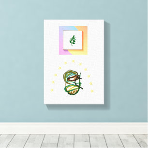 Stretched Canvas Print Abstract Frame Lines Leaf