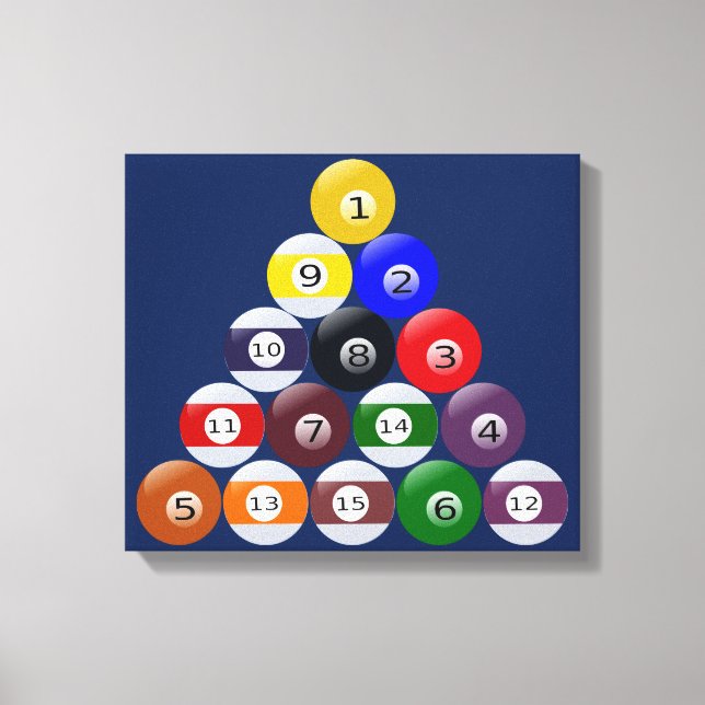 Stretched Canvas Print Billards Balls Racked (Front)