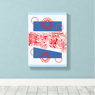 Stretched Canvas Print Blue Abstract Red Circular