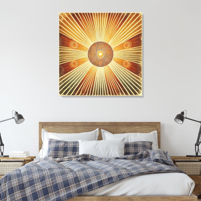  Stretched Canvas Print - Bohemian Sunburst in War (Insitu(Bedroom))