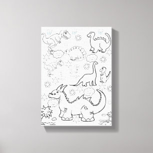Stretched Canvas Print Colouring Dinosaurs