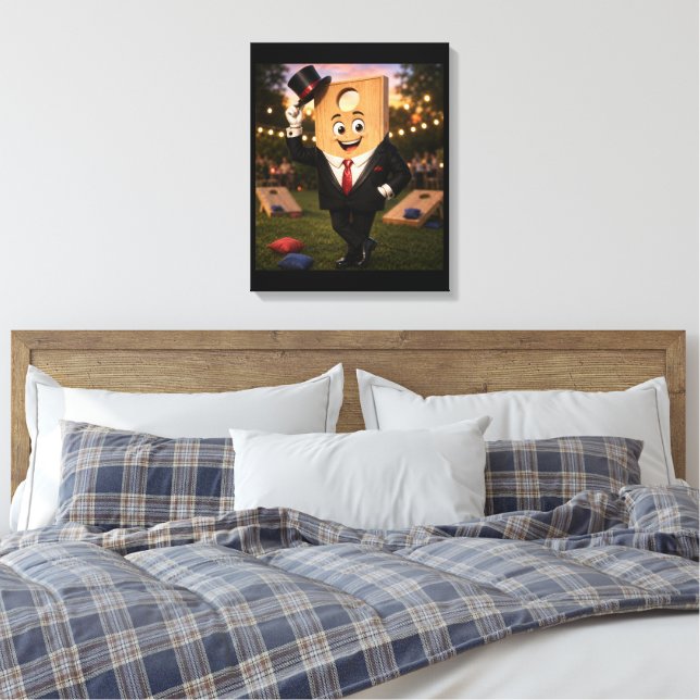 Stretched Canvas Print Cornhole Man  (Insitu(Bedroom))