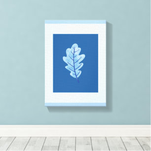 Stretched Canvas Print Dark Light Blue Leaf