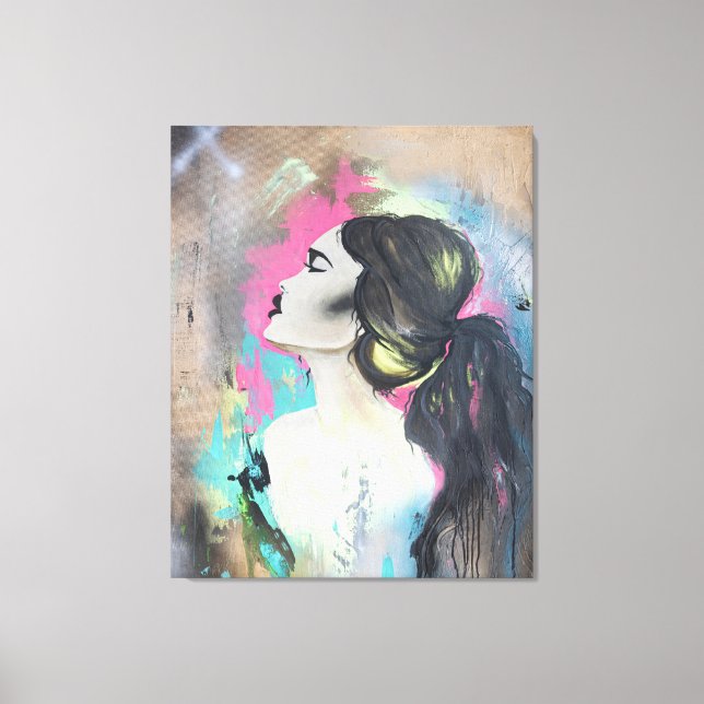 Stretched Canvas Print Graffiti Girl (Front)