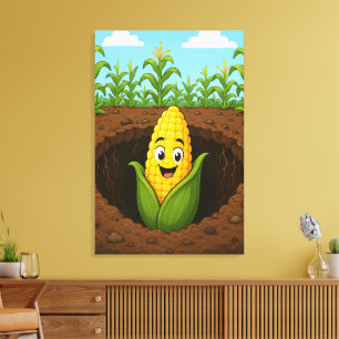 Stretched Canvas Print Happy Corn Underground