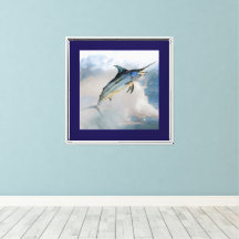 Stretched Canvas Print Jumping Marlin
