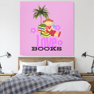 Stretched Canvas Print Love Books 