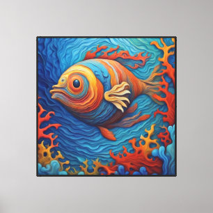 Stretched Canvas Print Multicolors fish