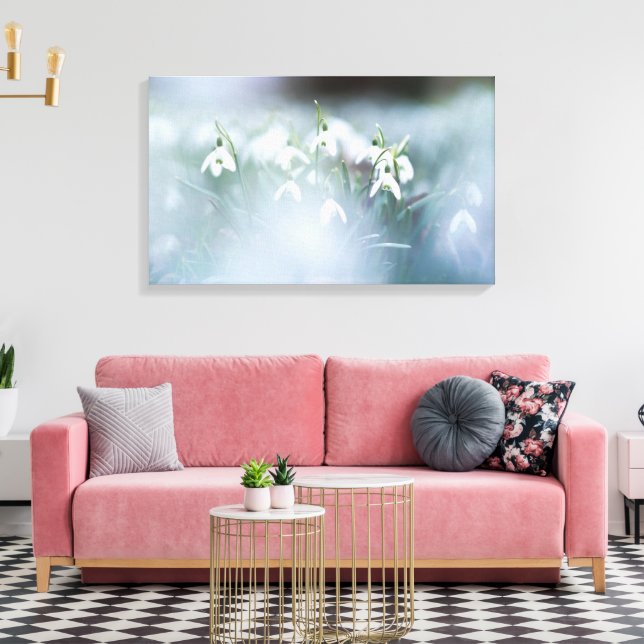 Stretched Canvas Print - Snowdrops  (Insitu(LivingRoom))